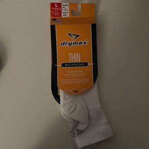 Drymax Run Thin 1/4 Crew Sock - White Large / BRAND NEW